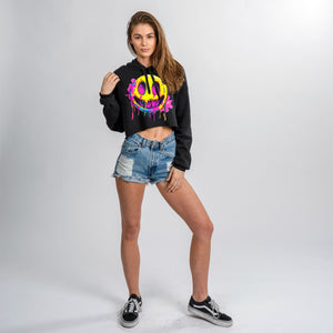 SAVI 'Smiley Faced Up All Night ' Crop Hoodie