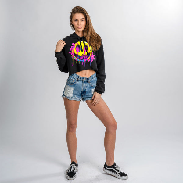 SAVI 'Smiley Faced Up All Night ' Crop Hoodie