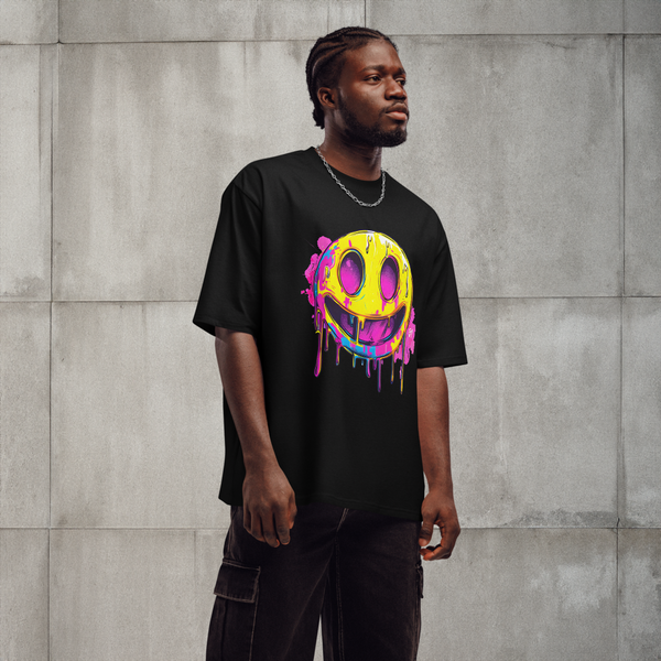 SAVI Unisex 'Smiley Faced Up All Night' Oversized heavyweight t-shirt